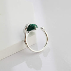 CHIC SILVER ONYX AND MALACHITE FUSION RING