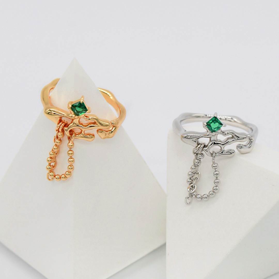 FRIENDSHIP SET STYLISH GREEN CRYSTAL RING