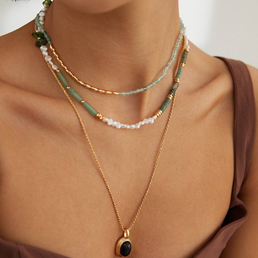 ELEGANT PEARL & AGATE STONE NECKLACE