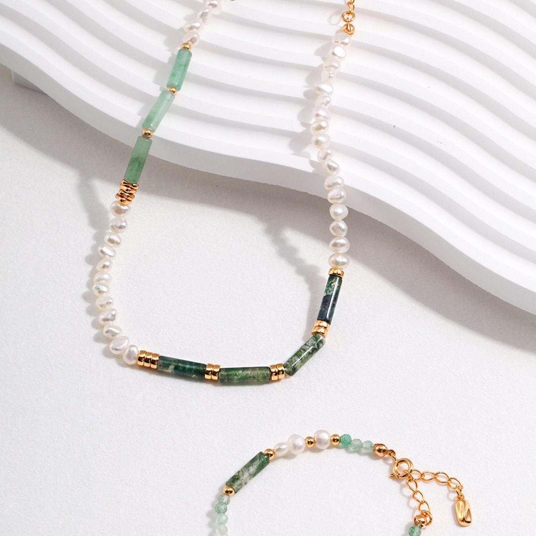 ELEGANT PEARL & AGATE STONE NECKLACE