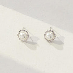 STERLING SILVER FRESHWATER PEARL STUD EARRINGS