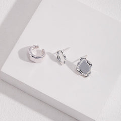 STERLING SILVER DISSYMMETRY STUD EARRINGS