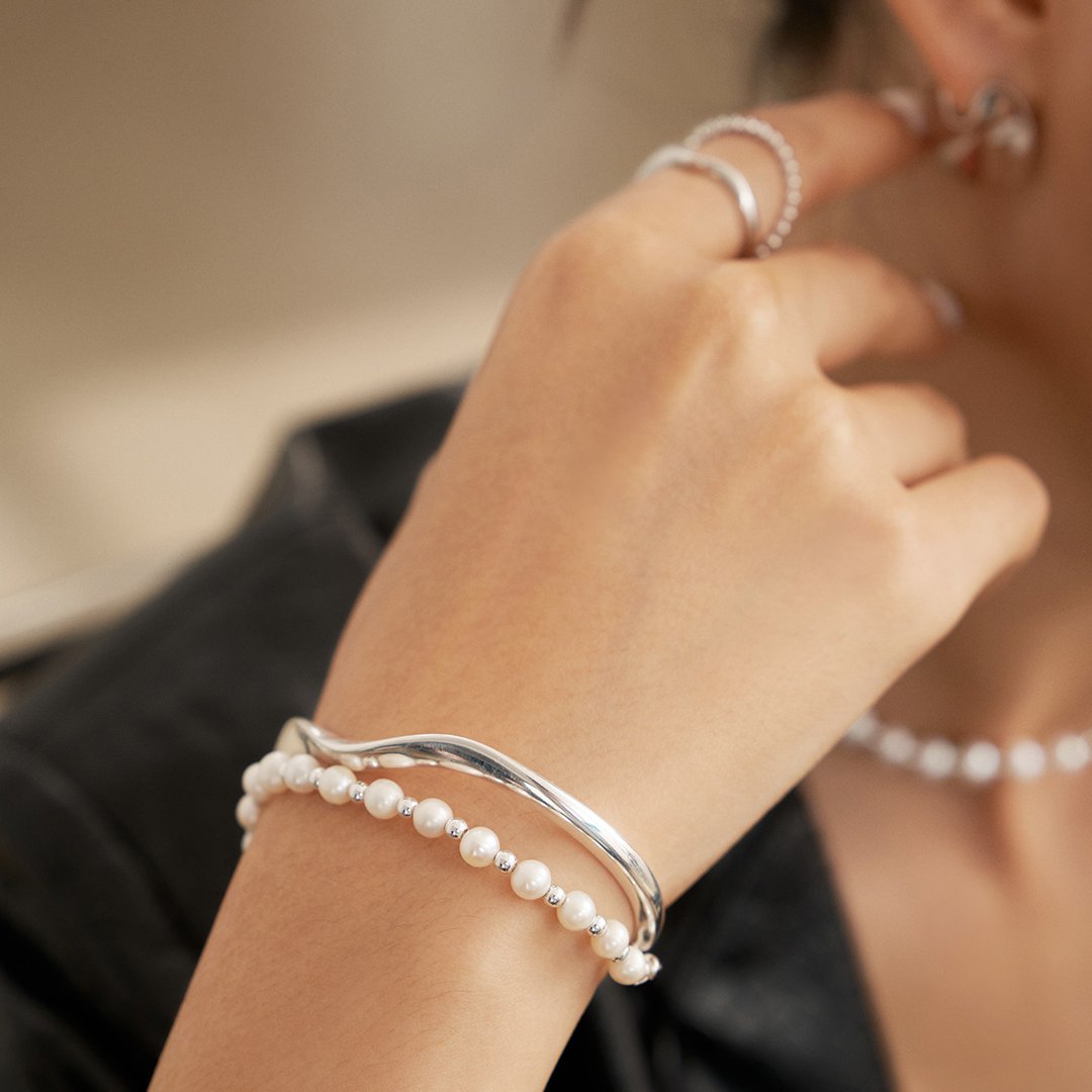 DOUBLE PEARL BRACELET/ BANGLE