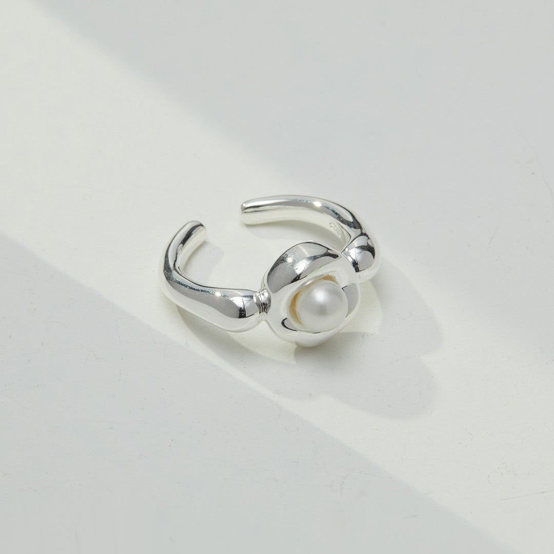 FLOWER PEARL SILVER RING