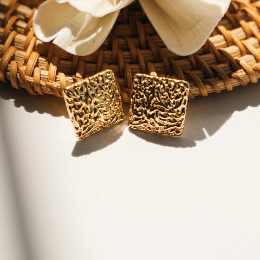 RETRO GOLDEN BLOCKS EARRINGS