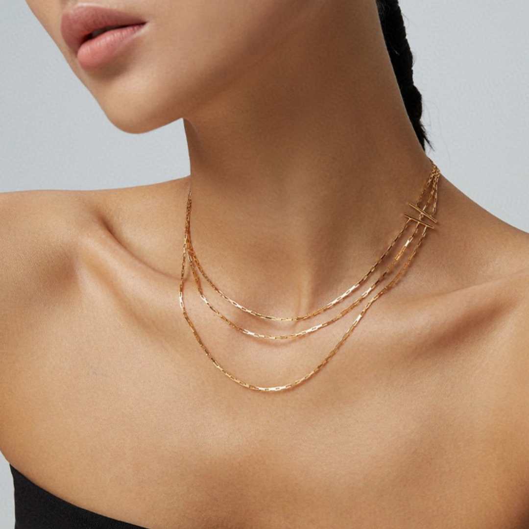 SIMPLE THREE-LAYERED NECKLACE