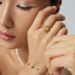 GOLDEN AGE CHARM YELLOW JADE RING