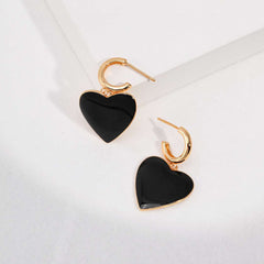 BLACK HEART DROP EARRING