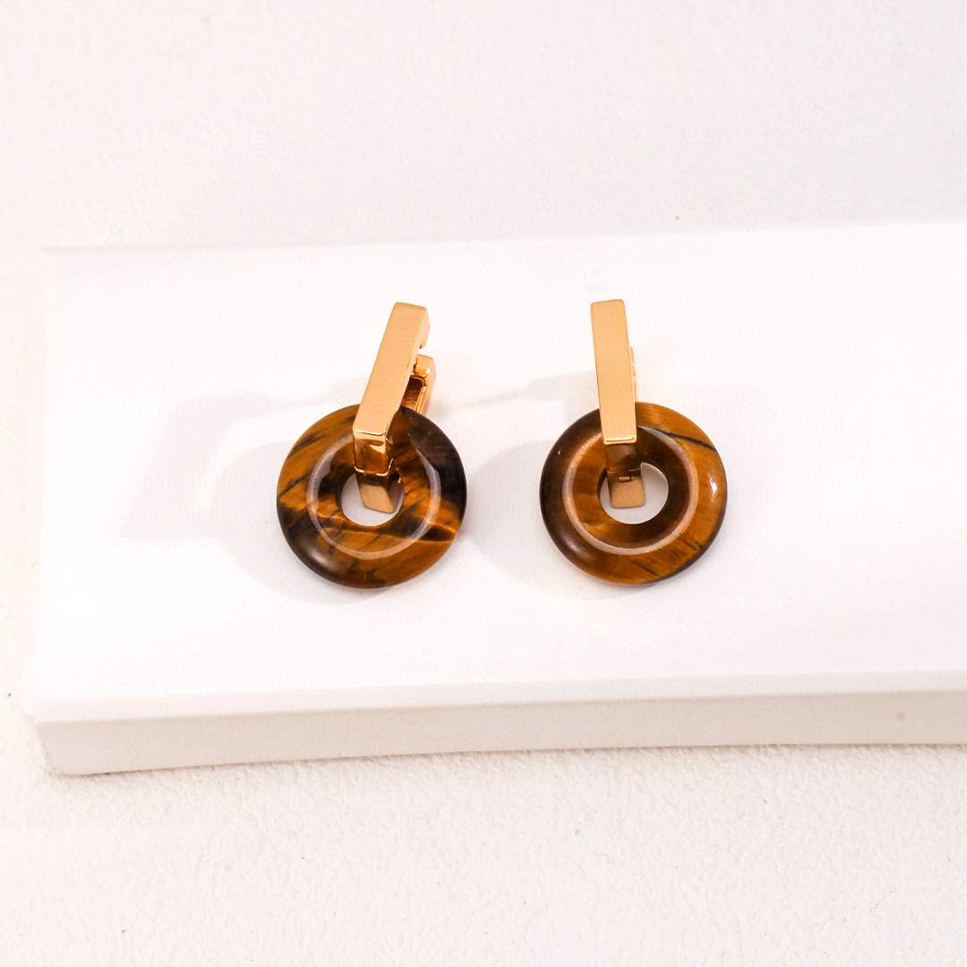 - DUAL WEARTIGER EYE EARRINGS- DUAL WEAR