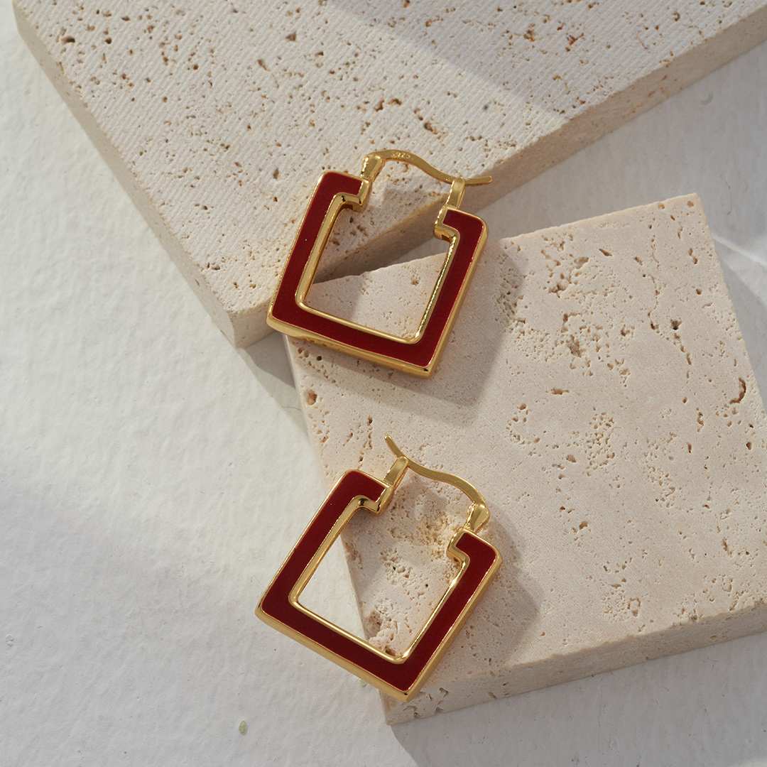 RED SQUARE HOOPS-DUAL WEAR