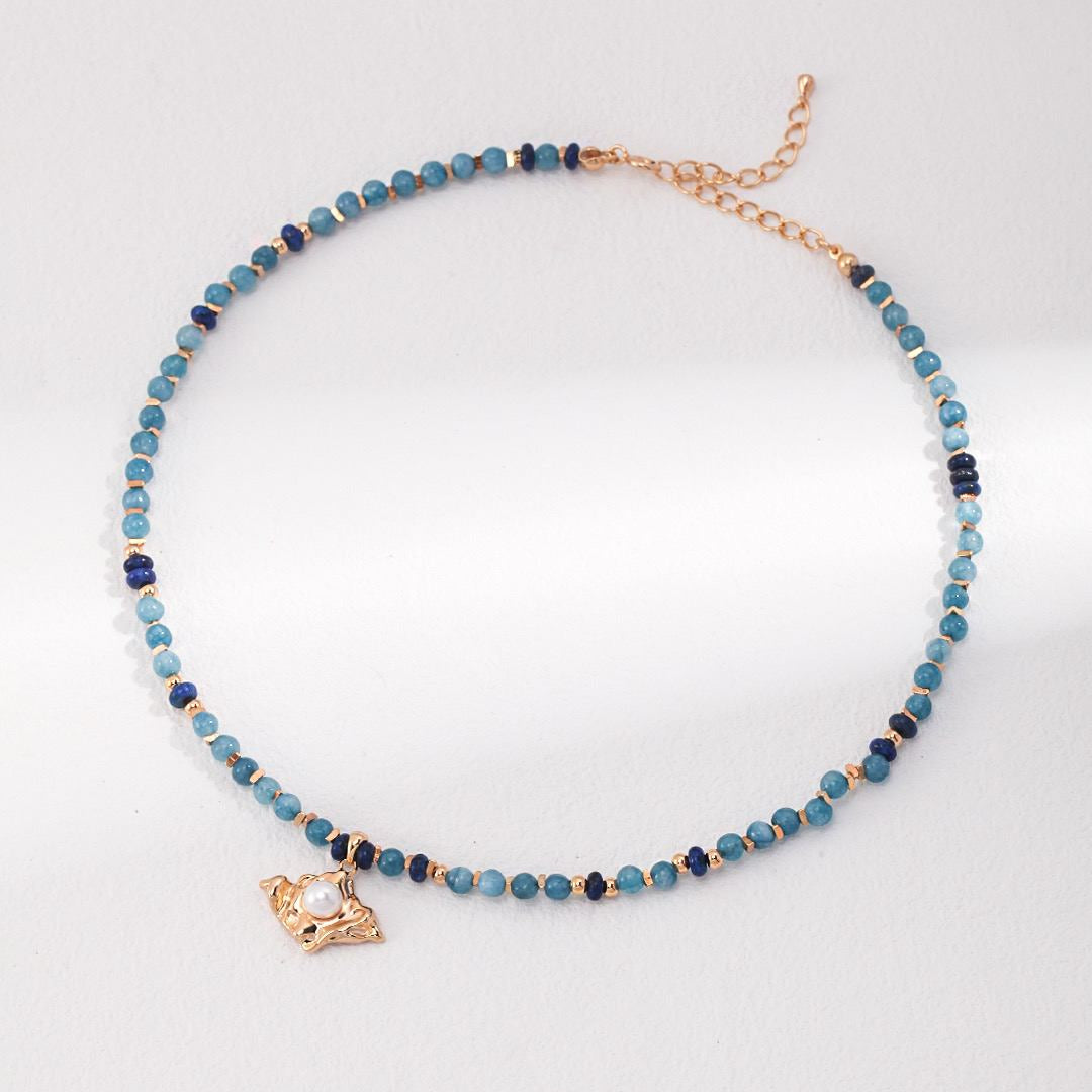 LAPIS LAZULI STONE PEARL NECKLACE