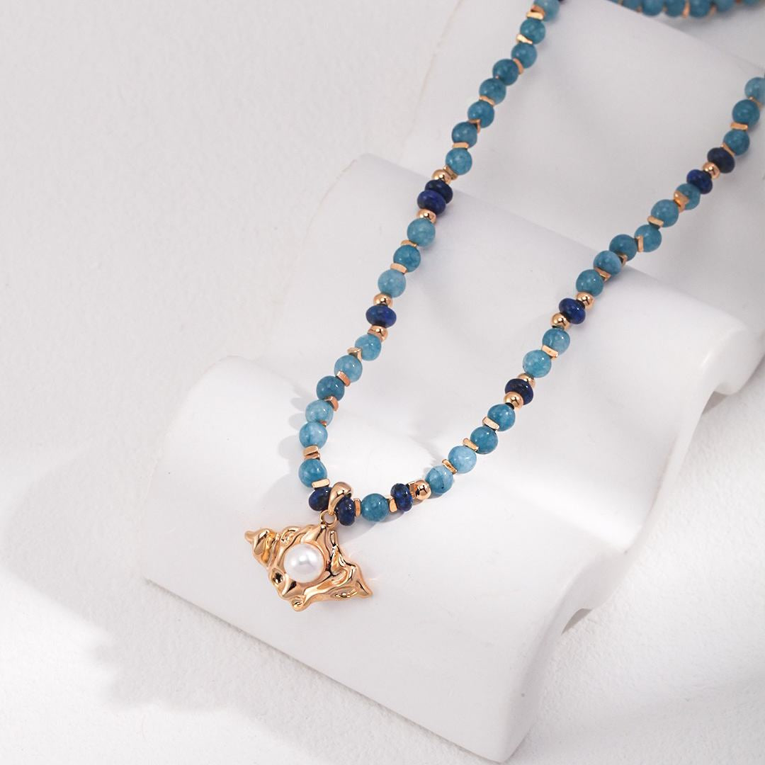 LAPIS LAZULI STONE PEARL NECKLACE