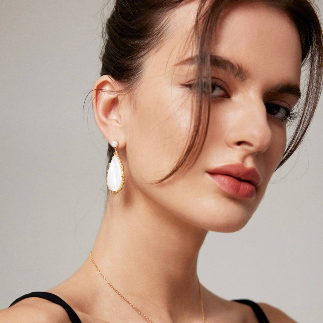 MOTHER OF PEARL LONG DROP EARRINGS