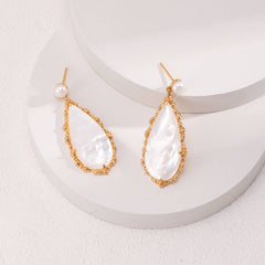 MOTHER OF PEARL LONG DROP EARRINGS