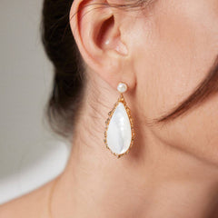 MOTHER OF PEARL LONG DROP EARRINGS