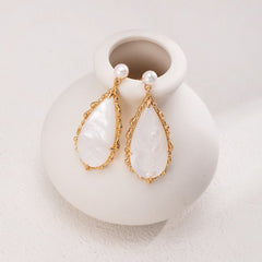 MOTHER OF PEARL LONG DROP EARRINGS