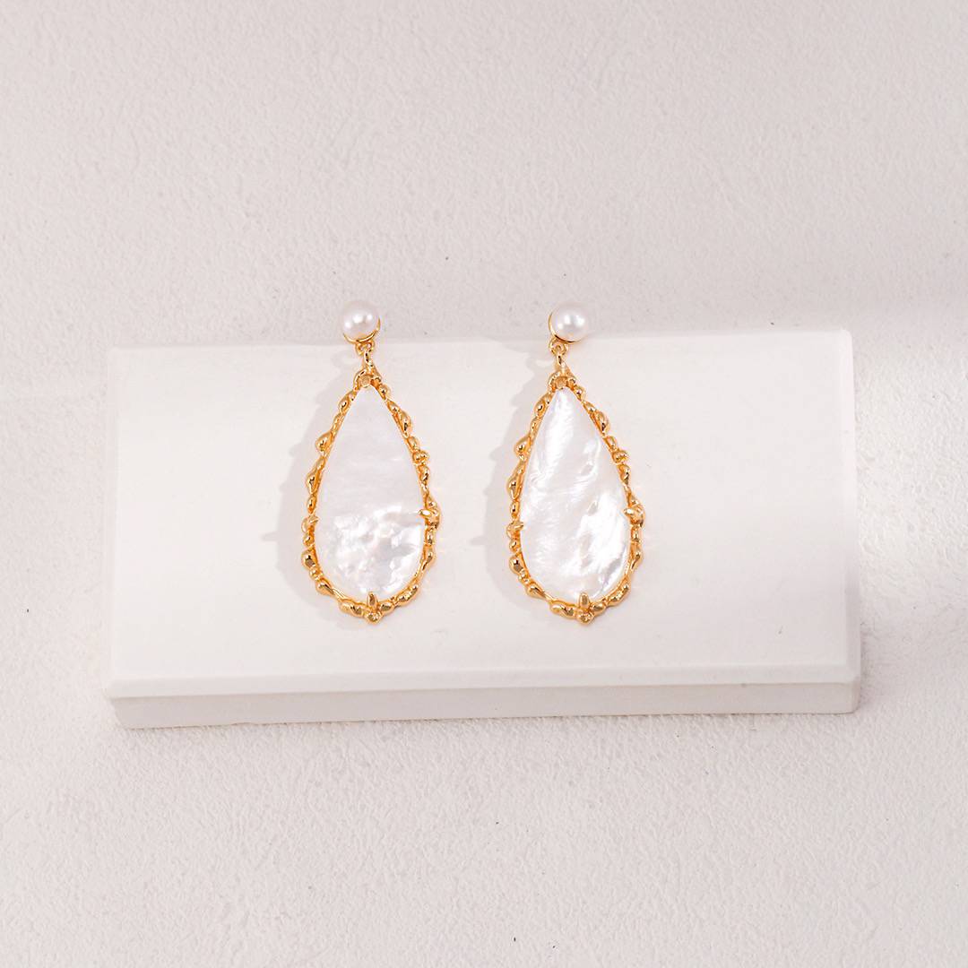 MOTHER OF PEARL LONG DROP EARRINGS