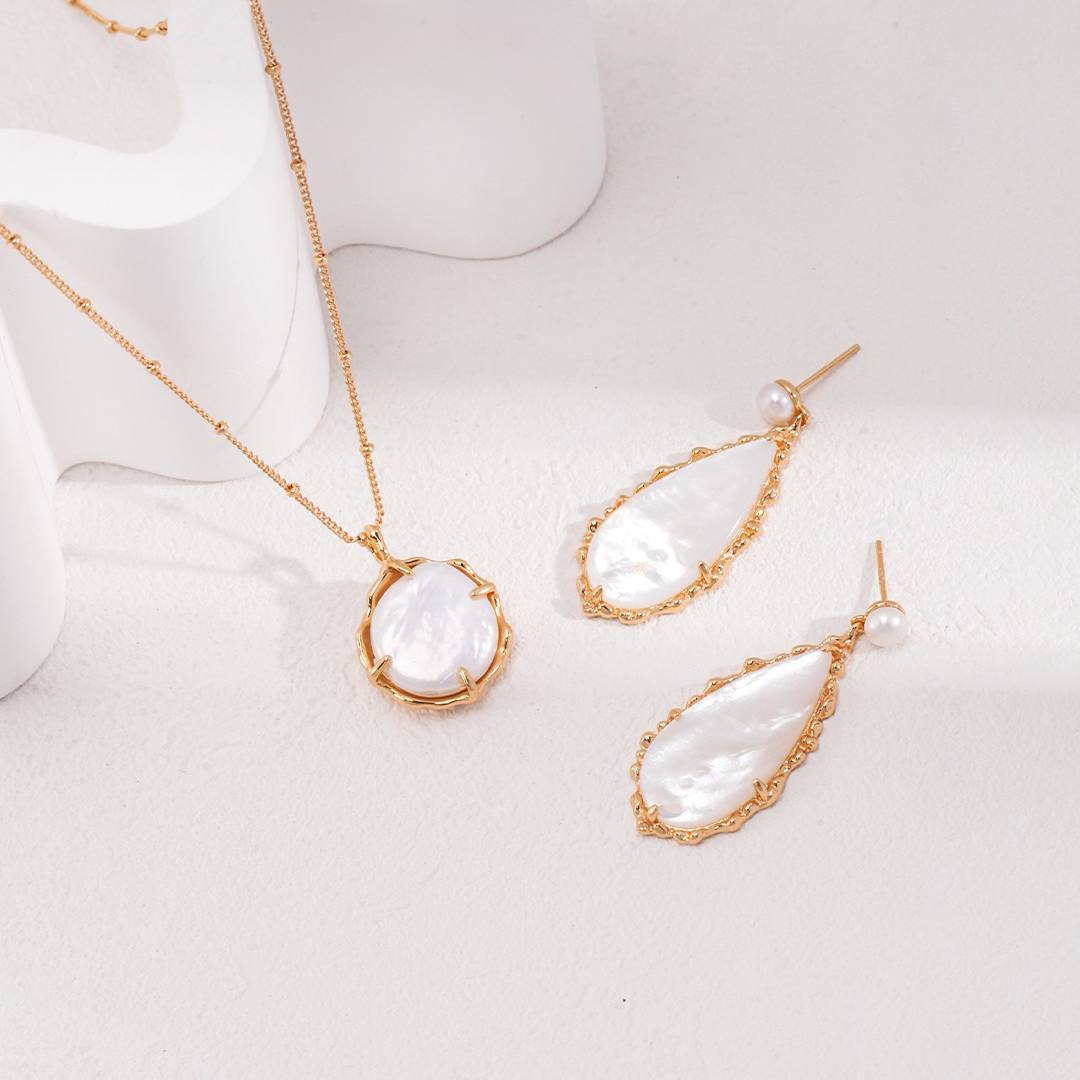 MOTHER OF PEARL LONG DROP EARRINGS