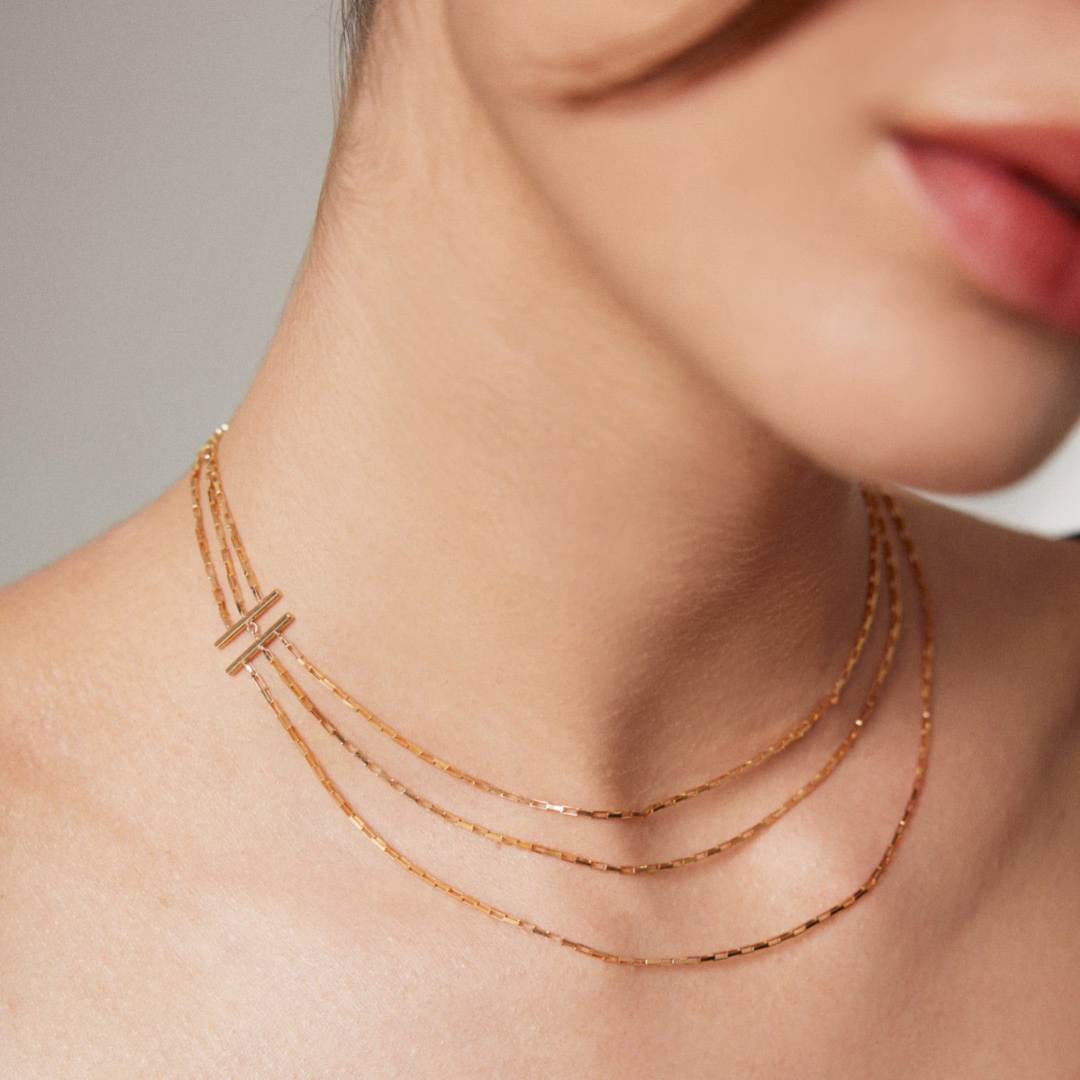 SIMPLE THREE-LAYERED NECKLACE