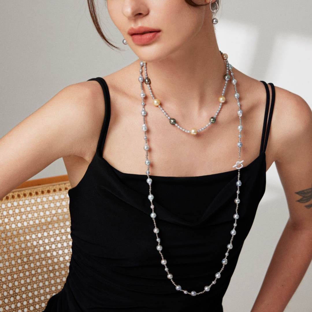 AKOYA BAROQUE SILVER GREY PEARLS NECKLACE