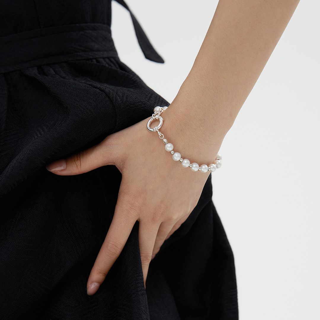 ADJUSTABLE PEARL SILVER BRACELET